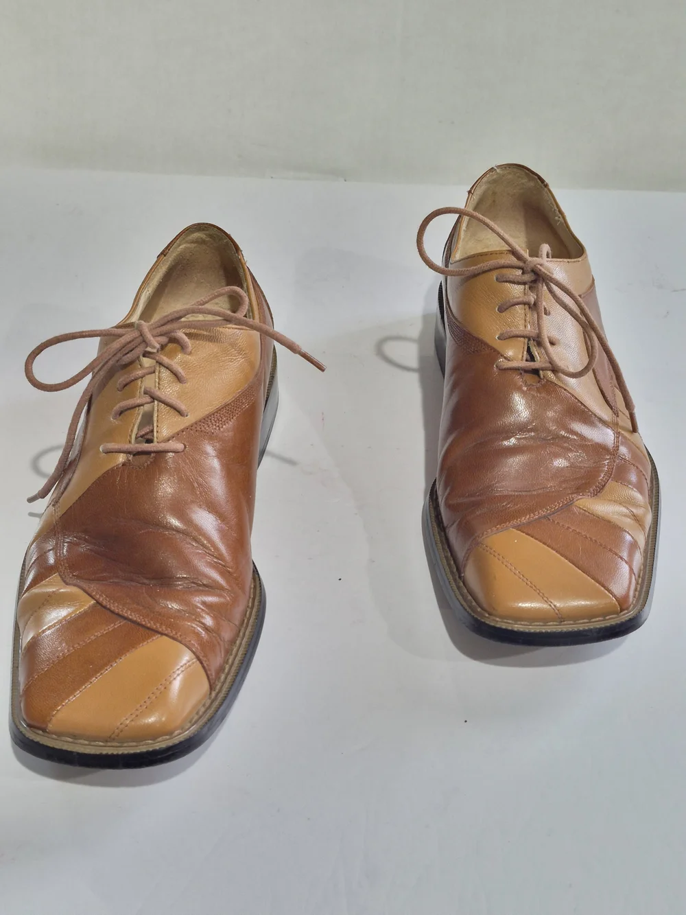 Giovanni Men's Two-Tone Brown Leather Lace-Up Dress Shoes Size 9